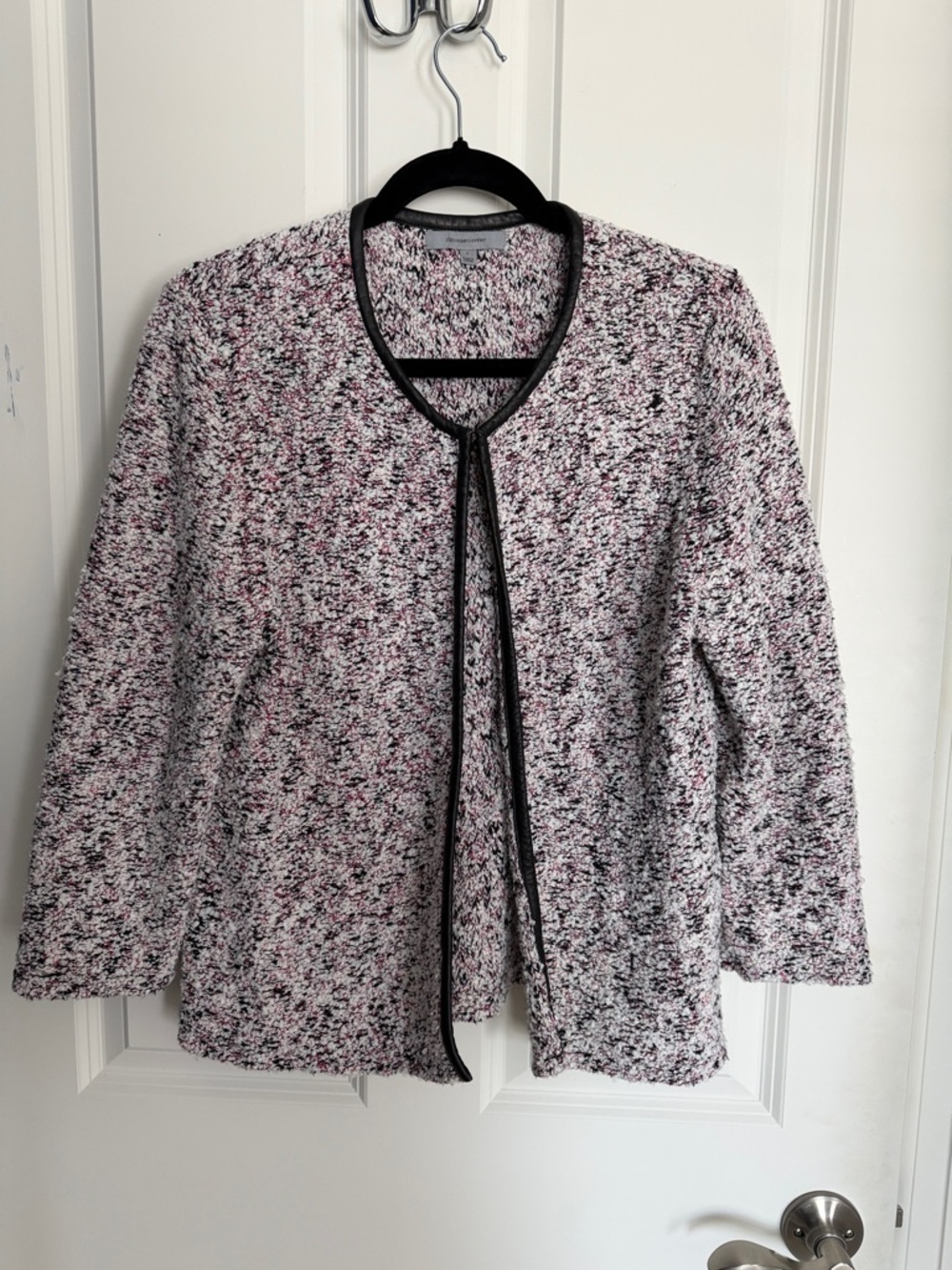 Classiques Entier Pink-Black Bouclé Open Front Jacket